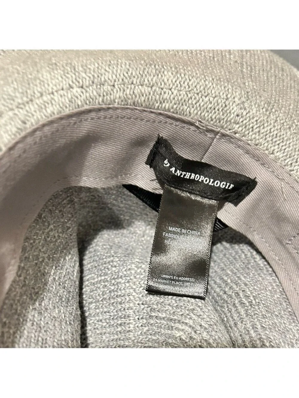 ANTHROPOLOGIE Wide Soft Brimmed Rancher Hat Heather Gray Zebra Band NWOT